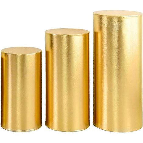 Set mit 3 dekorativen Hüllen für zylindrische Partyständer, Displays, Säulen, Dessertständer und Stoffverpackungen für Eventveranstalter - JikaixGolden