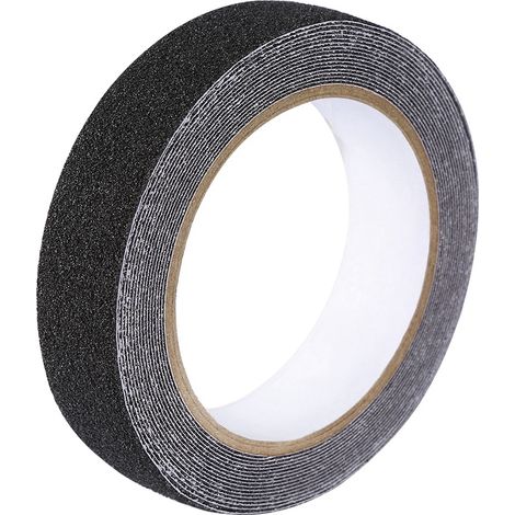 Ortviai Ruban antidérapant noir en PVC/PET, 2,5 cm x 5 m, pour sols lisses, peinture, métal, plastique, céramique (1/5)