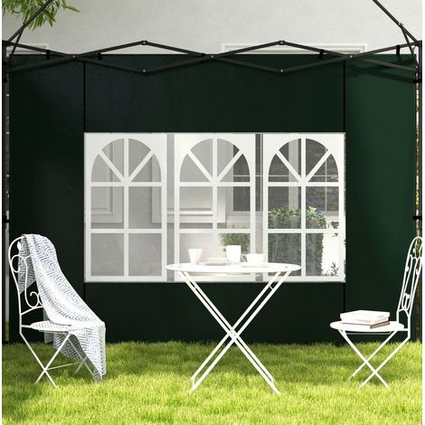 Set di 2 pareti laterali per gazebo 3x3 / 3x6 m con finestra, PE, verde scuro (1/5)