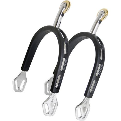 Éperons en acier inoxydable ultra-adaptés et extra-agrippants avec roue et caoutchouc de 35 mm