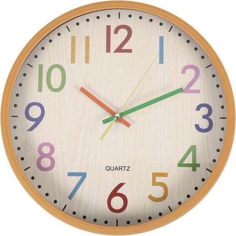 Geräuschlose, tickfreie Wanduhr für Kinder, farbenfrohe, batteriebetriebene Dekouhr für Kinderzimmer, Vorschule, Schule, Klassenzimmer (1/4)