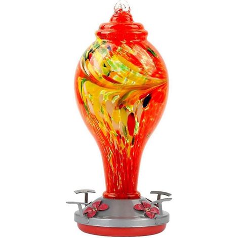 Vogelfutterhaus aus Glas, bemaltes Glasfutterhaus, mundgeblasen, auslaufsicher
