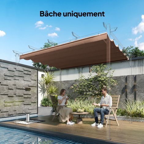 3 x 3 m einziehbares Pergola-/Pavillondach – nur Dach 250 x 255 cm, kaffeebraun