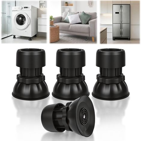 Washing Machine Feet Set of 4 Vibration Dampers Anti-Vibration Pads 9.5-12.5cm Adjustable (1/5)