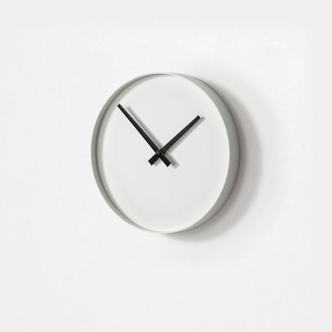 Runde Wanduhr 25 cm aus Metall, modernes Design Tokei - Weiß