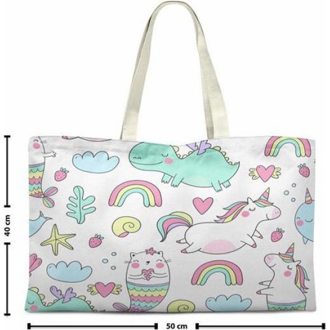 Sac Shopping - Tote Bag En Coton - 70 X 50 Cm - Pour Courses Et Usage Quotidien - 1 Pièce (1/2)