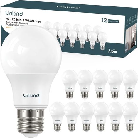 Ampoule LED E27 Blanc Chaud, 13,5W Equivalent 100W, 2700k Lumière Blanche Chaude 1521lm, Ampoule Standar A60 Gros Culot à Vis, No Dimmable, 220v-240v, Lot de 12 (1/5)