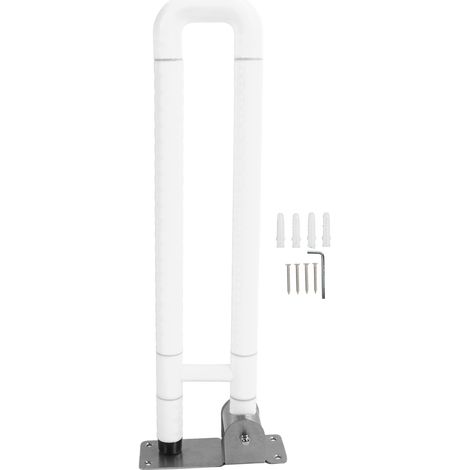 Barres d'appui de toilette pliables, antidérapantes, relevables, avec poignées et supports pour siège de salle de bain, pour personnes âgées, personnes handicapées et femmes enceintes (blanc). (1/5)