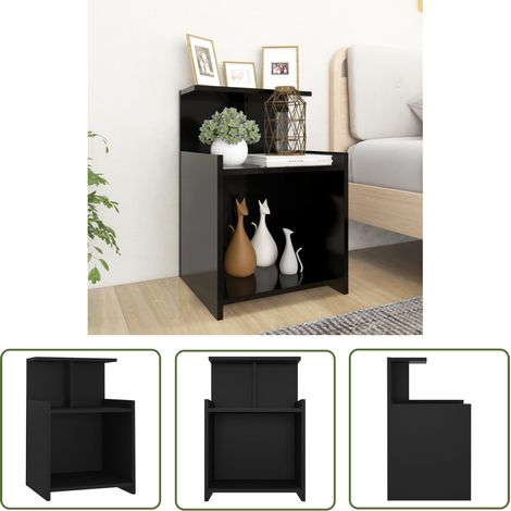 The Living Store Nachttisch Schwarz 40x35x60 cm Holzwerkstoff - Nachttisch - Wohnzimmer - Holzwerkstoff - Schwarz - Sideboard (1/5)