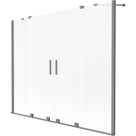 Mexen Velar Duo paravento vasca da bagno 2 ante scorrevoli 180 x 150 cm, brina, metallo canna di fucile - 896-180-000-32-95 (1/2)