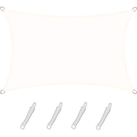 Voile d'ombrage Rectangulaire Carré 2.5x3m Color Crème,Toile Imperméable Une Protection des Rayons UV à 95%, pour en Plein air, Jardin & terrasse, Piscine (1/4)