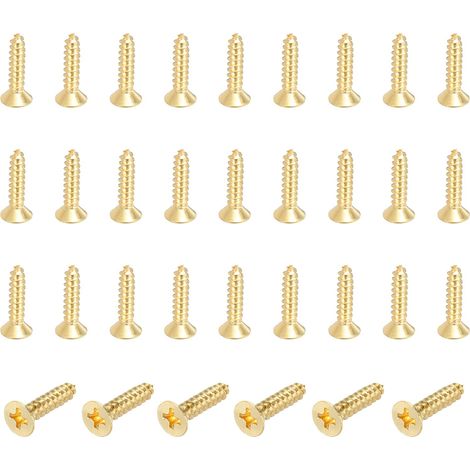 36 Pcs Vis En Laiton, M3.5 x 16mm Tête Plate Phillips À Tôle Auto-Taraudeuse Pour Réparation De Meubles Cadre Photo Cloison Sèche Électroménager (1/5)