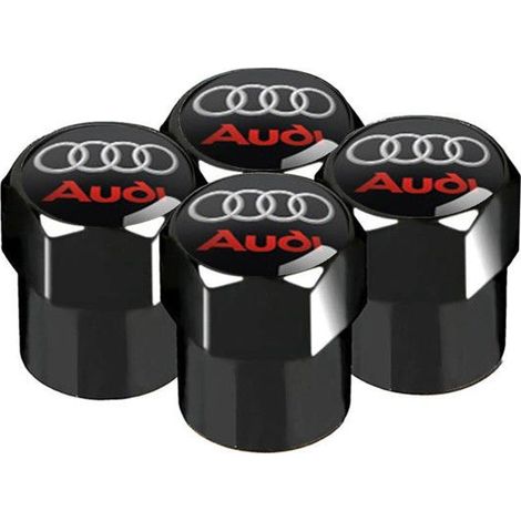 4-teiliges Ventilkappen-Set für Audi-Reifenventile, Ventilkappen aus Metall, korrosionsbeständige, staubdichte Kappen (Audi Schwarz und Rot) (1/5)