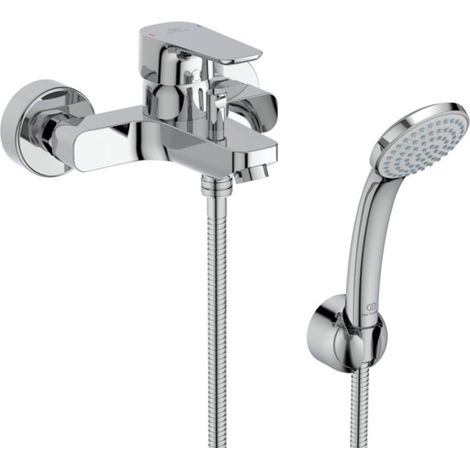 Ideal Standard Grifería de baño vista Ceraplan III, con juego de ducha, Salida 164-169mm, Cromo, B0719AA