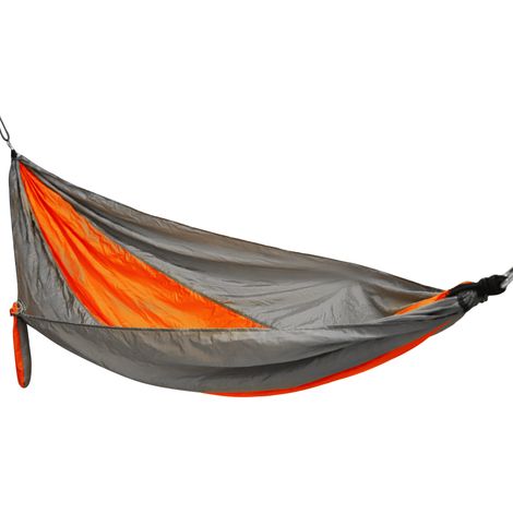 Tragbare Hängematte mit Befestigungsseil, verbreiterte Hängeschaukel für drinnen, draußen und beim Camping, silbergrau und orange (1/4)