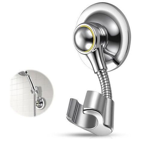 Support de pommeau de douche, sans perçage, réglable, à ventouse, pivotant à 360°, pour équipement de campingcar et douche extérieure, argenté, 1 pièce (1/5)
