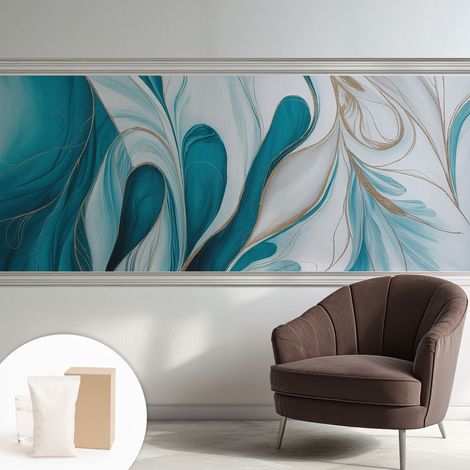 Fototapete - Tapete Vliestapete mit Kleber - Wandtapete Moderne Wandbild Schlafzimmer Wohnzimmer Fließende Muster 250x104 cm (1/5)