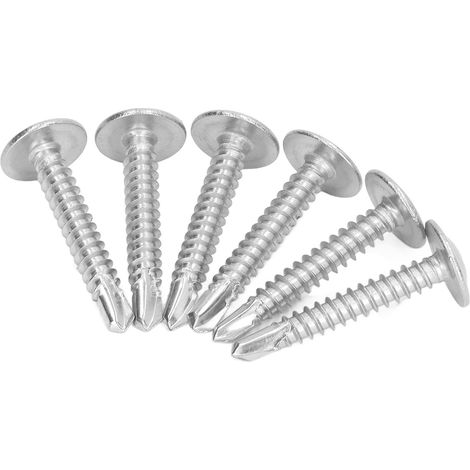 Vis autoperceuses 50 pièces acier inoxydable 304 tête ronde à rondelle vis de remplacement M4.8x32 (1/5)