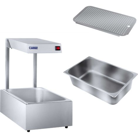 Lámpara de calor gastronómica, calentador de alimentos, 500W + recipiente GN1/1 (1/5)