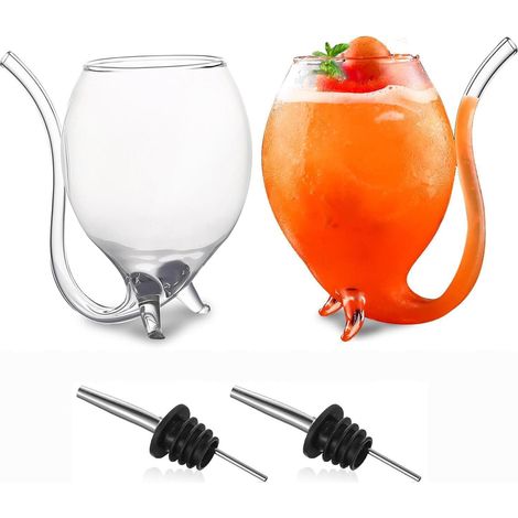 Vampir Weinglas Cocktail Gläser 360 ml 2 StückTransparent mit Trinkschlauch (1/5)