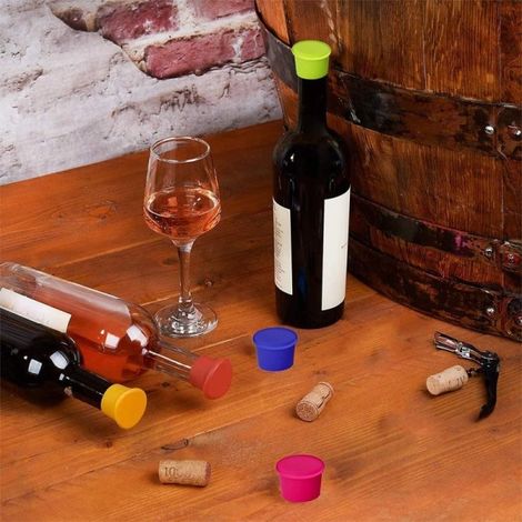 Packung mit 30 wiederverwendbaren Silikonverschlüssen für Wein- und Bierflaschen, luftdichte Schutzkappen (1/5)