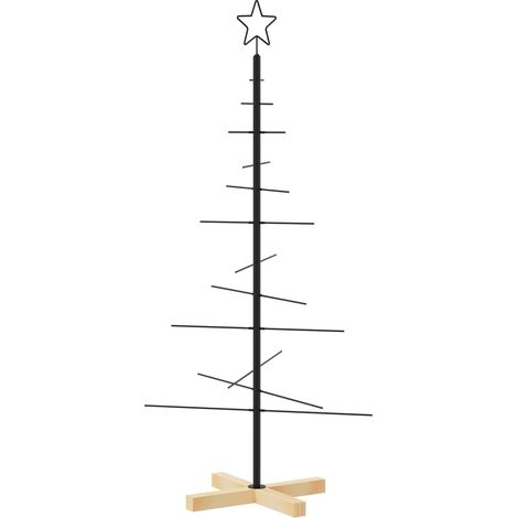 Arbre de Noël  Sapin de Noël en métal avec base en bois noir 120 cm (1/5)