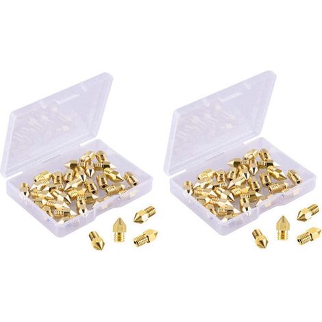 60 Stück Mk8 Düse 0,4 mm 3D-Druckerdüsen Extruder Druckkopf für 3D-Drucker Makerbot Creality CR-10 (2 Stück Kunststoffbox)
