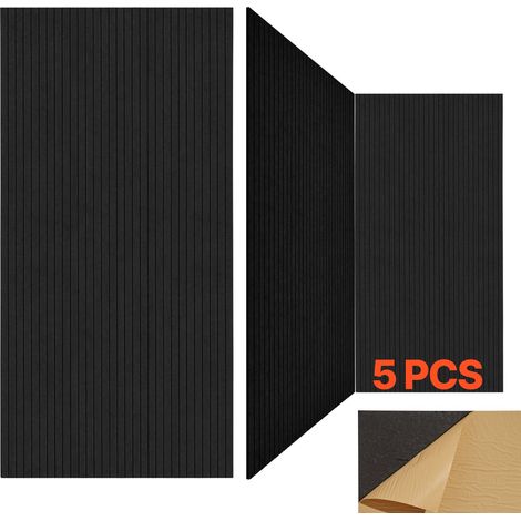 Panneau Acoustique, Lot de 5, Mousse Acoustique Mural Autocollant 120 x 60 x 1 cm Panneaux Insonorisants Fibre de Polyester Haute Densité, Isolation Phonique pour Maison, Studio, Bureau, Noir (1/5)
