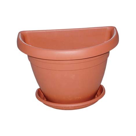 VASO + SOTTOVASO MEZZOTONDO MIMOSA ICS - PP TERRACOTTA CM 30X20 H.CM 22- 6 pezzi