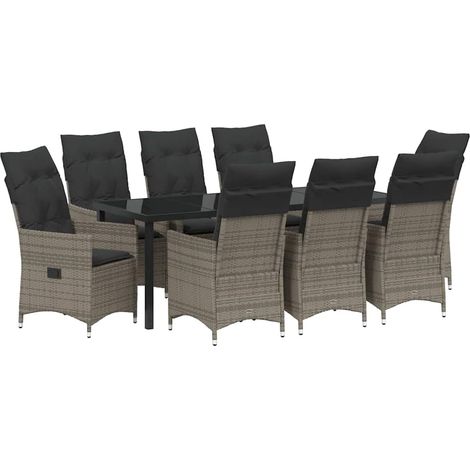 Maison Exclusive - Set da Pranzo per Giardino con cuscino 9 pcs Grigio polyrattan