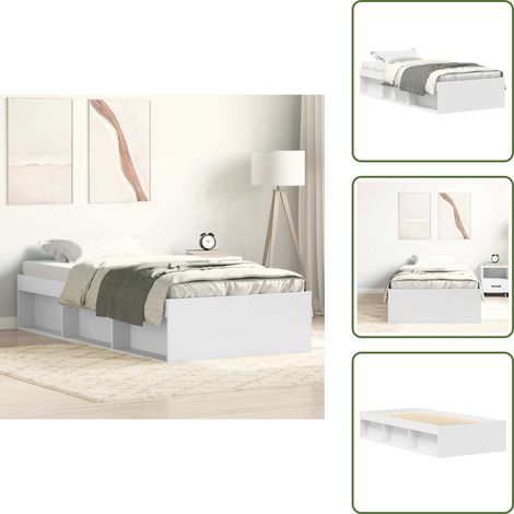 Bettgestelll Weiß 100x200 cm - Holzbettfassungen - Bettrahmen Weiß - Doppelbett Gestell - Massivholzbette - Bettkasten Mit Schubladen (1/5)