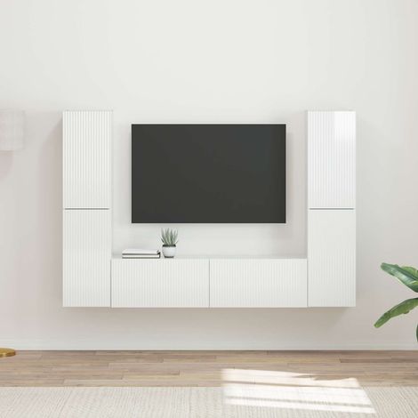 TV-Schrankset 6 pcs Hochglanz Weiß Holzwerkstoff