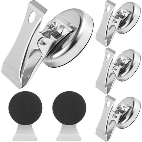 APEX Lot de 6 pinces magnétiques robustes en acier inoxydable avec revêtement antidérapant en polaire - Aimants puissants de 32 mm (1/5)