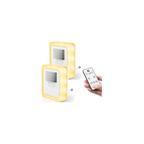 Veilleuse 2 pièces - [Télécommande 0,8 W Lumière chaude] Contrôle du son et de la lumière + Éclairage continu + Dix niveaux de luminosité + Interrupteur + Télécommande + Minuterie (1/5)