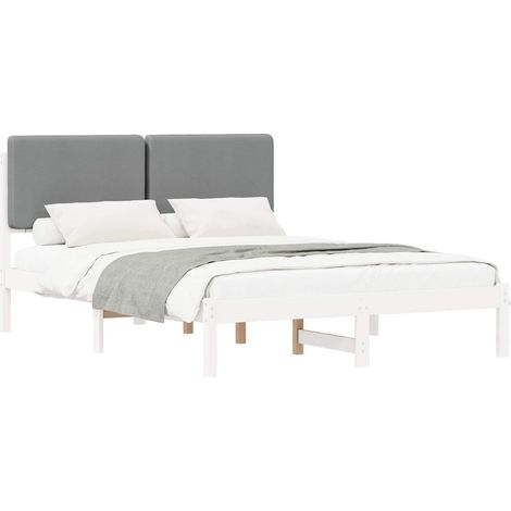 Bed Frame with Upholstered Headboard Light Grey 140 x 190 cm vidaXL (1/5)