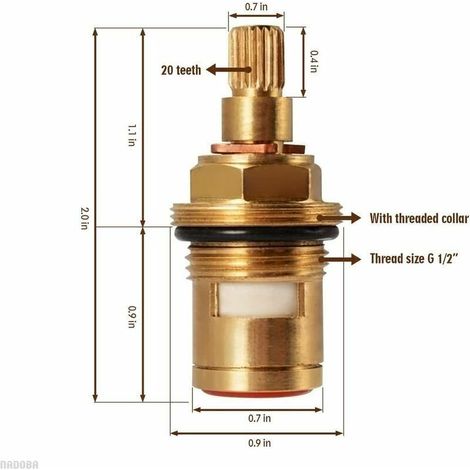 Tête de disque en céramique, Paire de cartouches céramiques de remplacement universelles pour robinet, 1/2" Quart de tour 20 encoches x 51 mm (1/4)