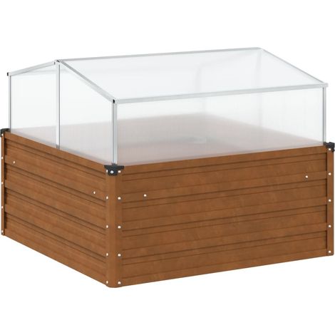 Vaso per fioriera aiuola rialzata piante fiori terrazza giardino giardino con serra acciaio resistente alle intemperie marrone 020038586