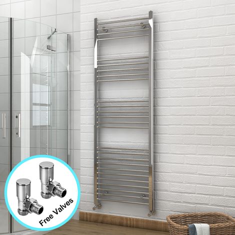 ELEGANT 1800 x 600 mm Bathroom Towel Radiator Chrome Straight Towel Rail Radiator + Angled Radiator Valves (1/5)