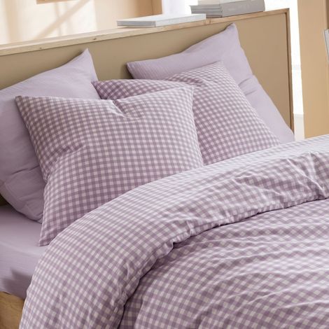Parure de lit Vichy 260x240 Lilas
