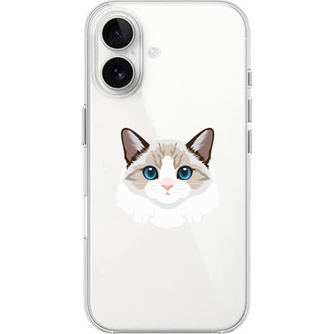 Custodia per iPhone 16, trasparente, Flexi in silicone, gatto birmano (1/5)