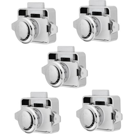 Lot de 5 verrous à bouton, poussoir pour portes d'armoires, coffre (1/5)