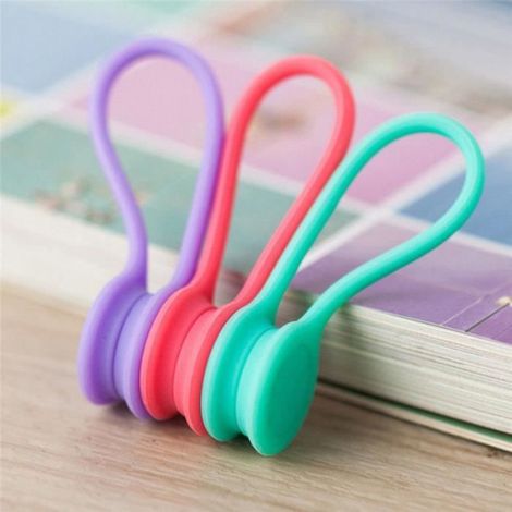 4pcs enrouleur de cable d'enroulement de cable d'enrouleur de cable magnétique multi-usage en silicone organisateur (1/4)
