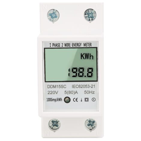 BUNTHAUS Moniteur de consommation électrique, compteur numérique kWh, compteur d'énergie électronique domestique monophasé durable, montage sur rail DIN pour plus de sécurité et d'économies (1/5)
