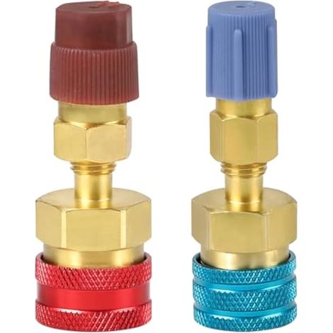 Lot de 2 raccords rapides R1234YF, adaptateurs en laiton R1234yf vers R134a, pour la vidange et le remplissage du système de climatisation automobile (1/5)