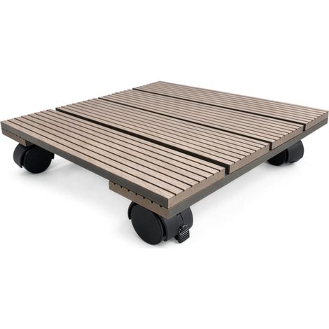 Chariot pour plantes Marquis en WPC - Support roulant 30x30cm - Roulettes pivotantes - Charge 80kg (1/5)