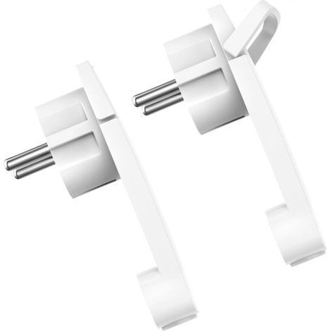 2 Pièces Fiche Schuko Plate 250 V 16 A avec Contact de Terre, Poignée Rabattable et Protection Antitorsion pour Câble – Blanc (1/5)