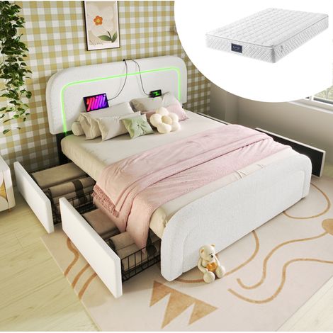 Cama matrimonio 140x200 con cajones USB LED Sherpa DESVIAE (1/5)