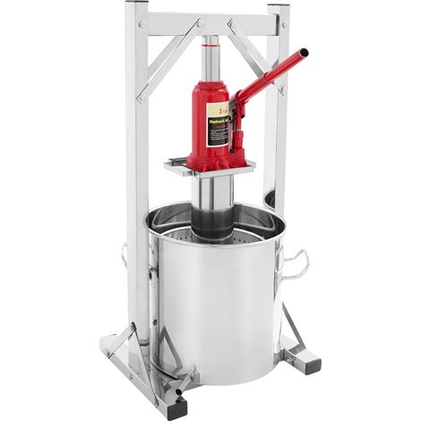 Fruchtweinpresse, hydraulischer Heber, hohe Kapazität, Silber und Rot (1/2)