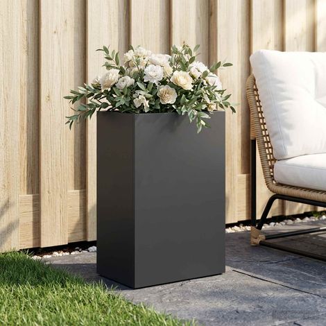 vidaXL Macetero de Jardín Negro 50 x 40 x 75 cm Acero laminado en frío (1/5)
