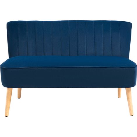 Modern Double Seat Sofa Foam Padding High Back Soft Comtable Compact Couch Home Office Dark Blue (1/5)